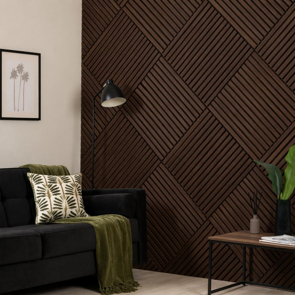 Acoustic Timber Panels - Smoke Oak (600x600mm)